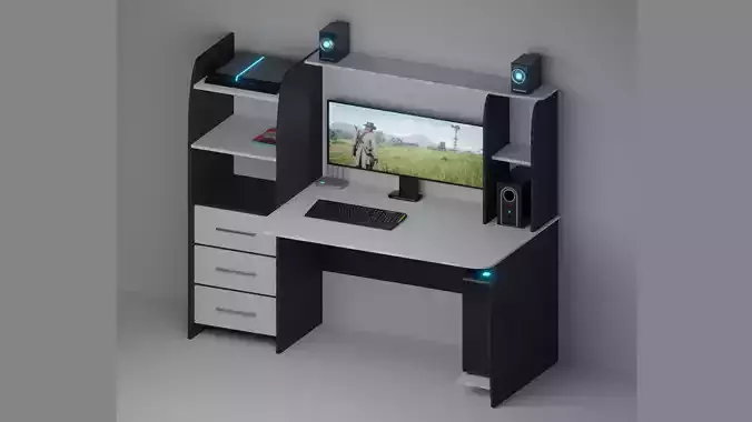 Modern computer desk 3D model