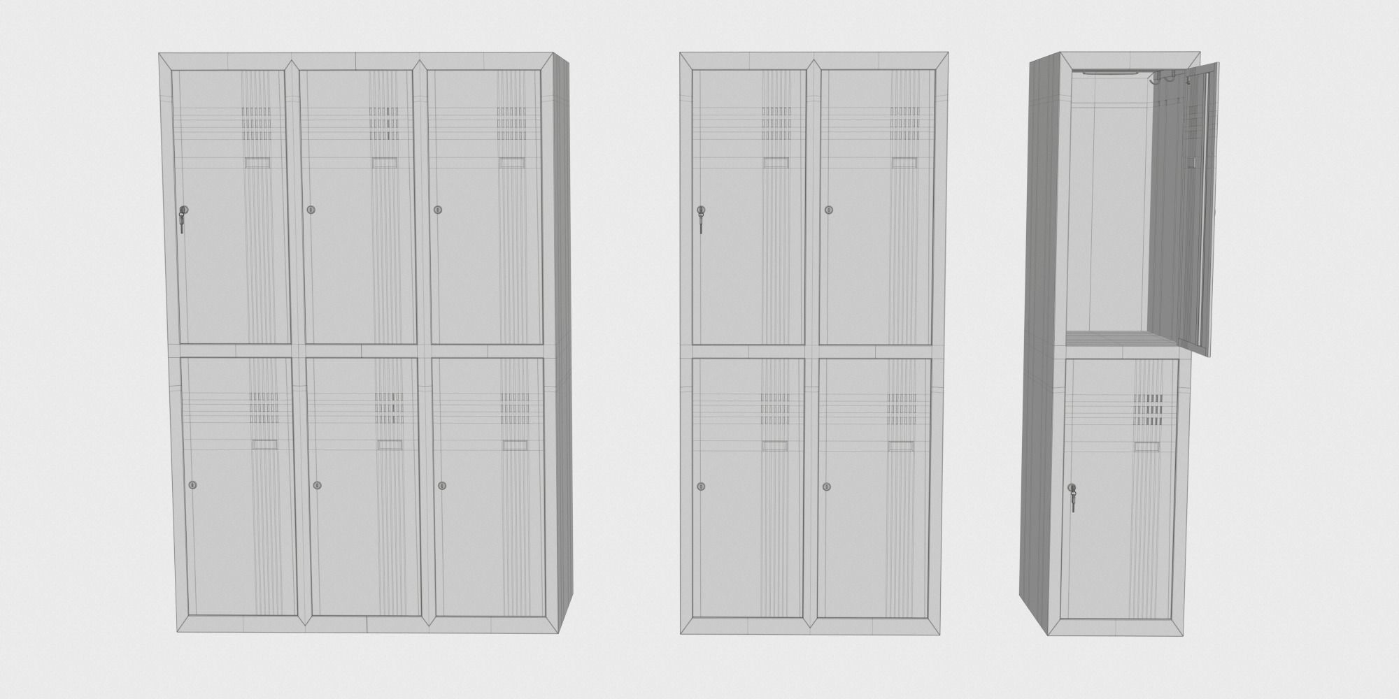 Locker for Dressing Room 2 BLENDER 3D Model Cycles 3D model_2