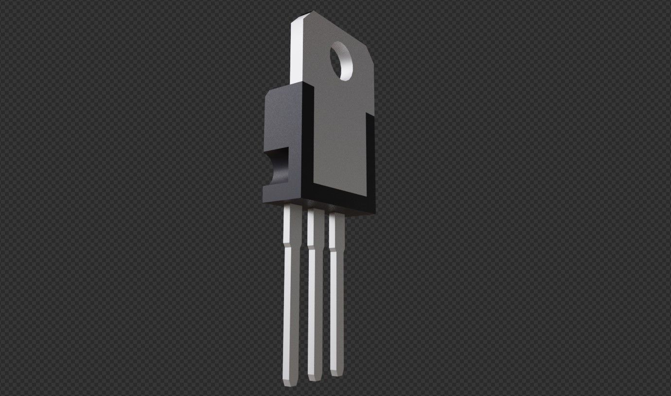 Transistor 7812 - Electronic parts Low-poly 3D model_5