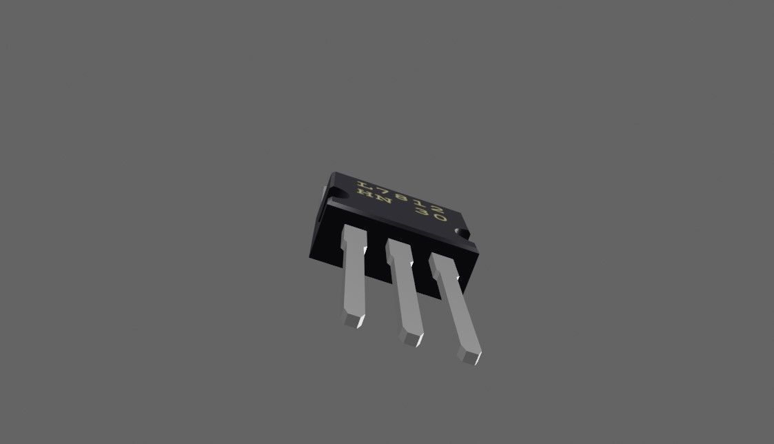 Transistor 7812 - Electronic parts Low-poly 3D model_6