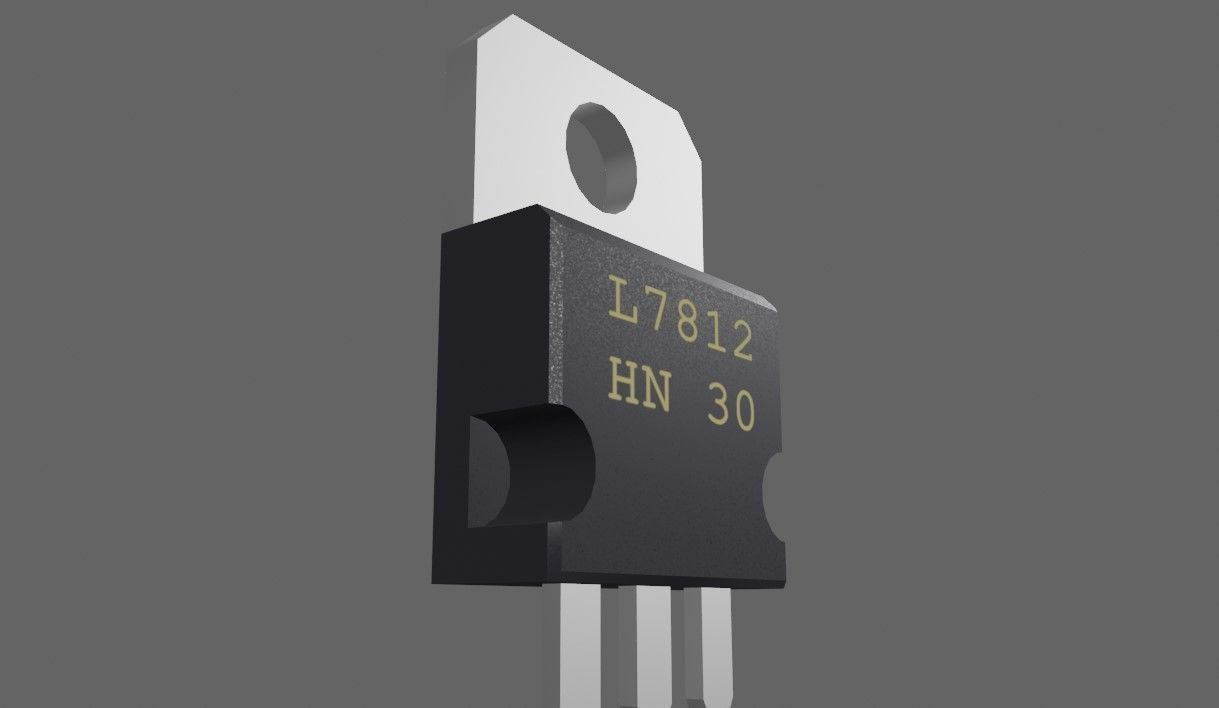 Transistor 7812 - Electronic parts Low-poly 3D model_1