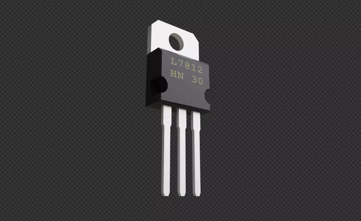 Transistor 7812 - Electronic parts Low-poly 3D model_0