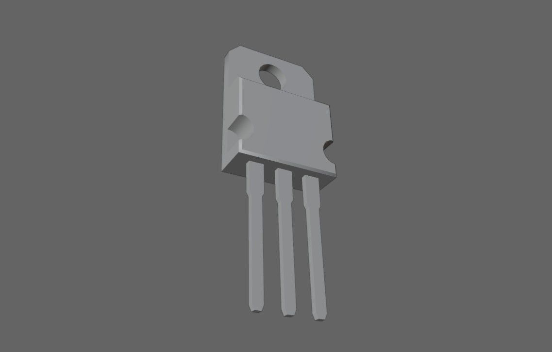 Transistor 7812 - Electronic parts Low-poly 3D model_3