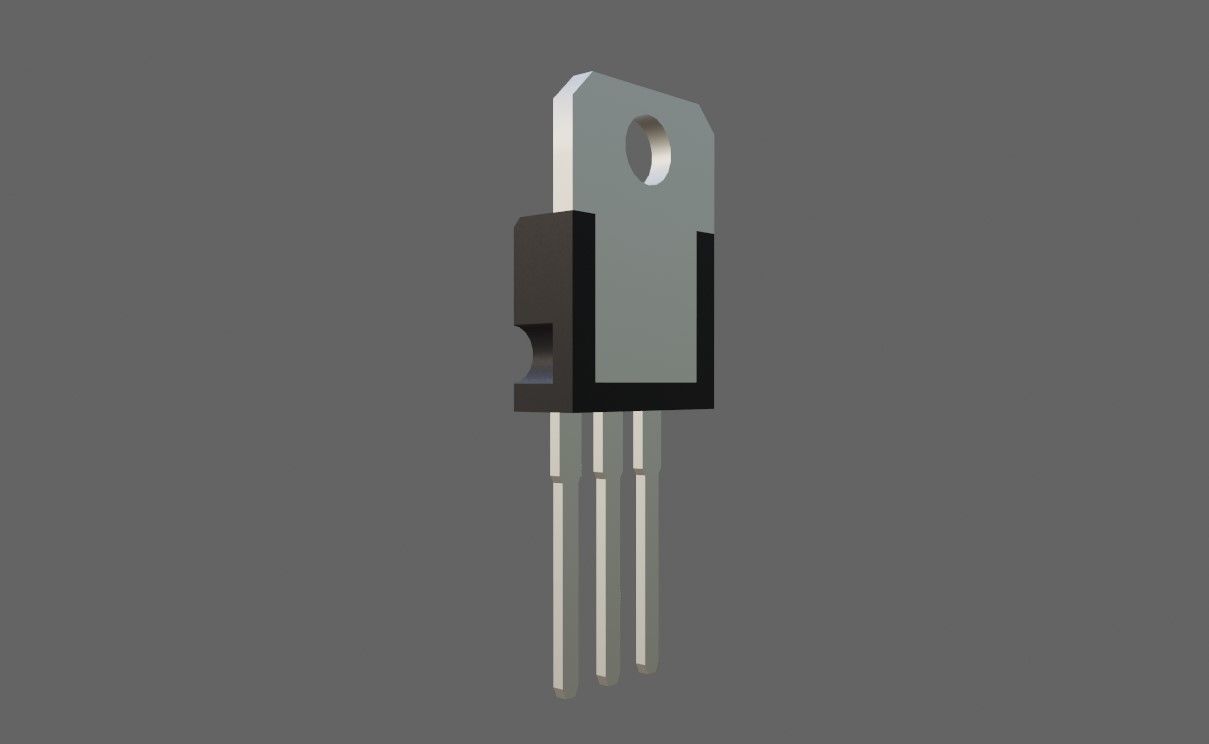 Transistor 7812 - Electronic parts Low-poly 3D model_13