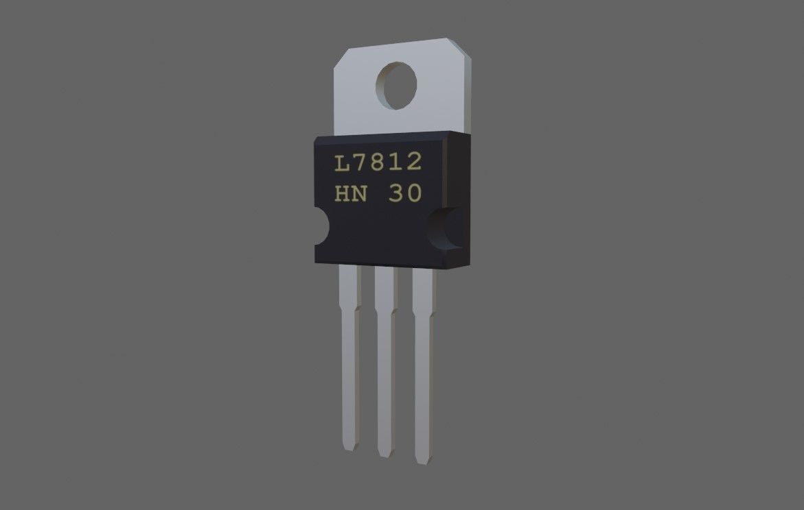 Transistor 7812 - Electronic parts Low-poly 3D model_9