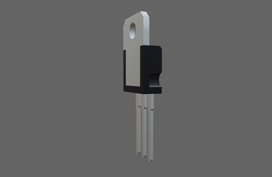 Transistor 7812 - Electronic parts Low-poly 3D model_8