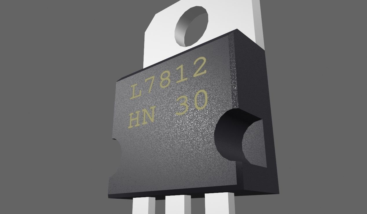 Transistor 7812 - Electronic parts Low-poly 3D model_7