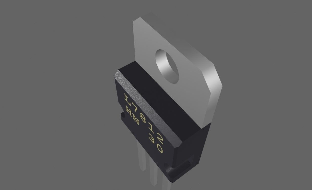 Transistor 7812 - Electronic parts Low-poly 3D model_10