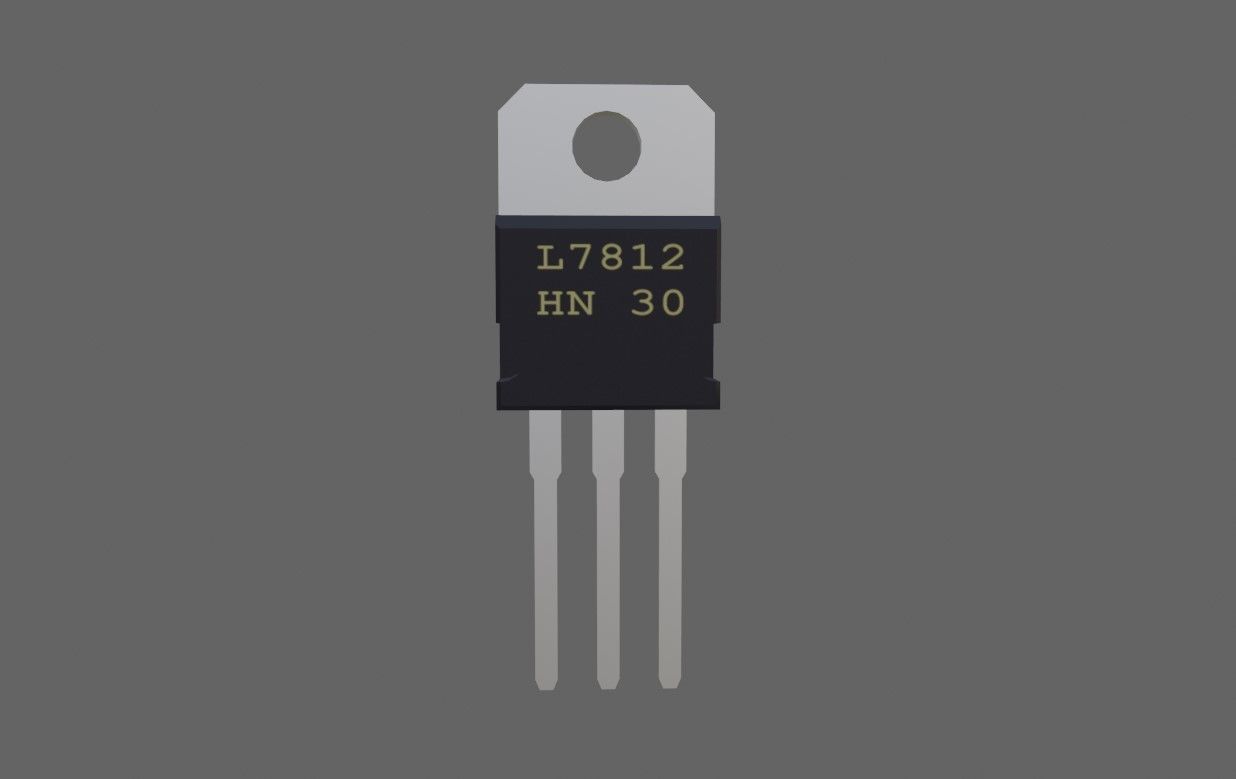 Transistor 7812 - Electronic parts Low-poly 3D model_2