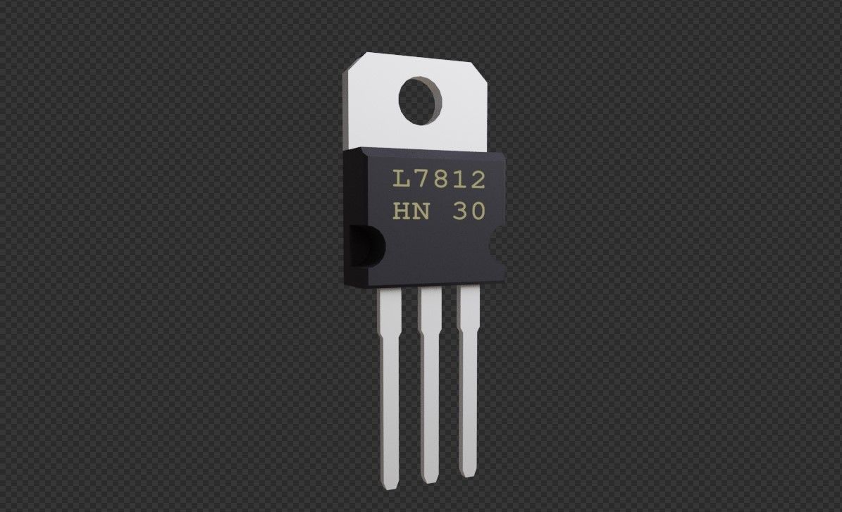 Transistor 7812 - Electronic parts Low-poly 3D model_12