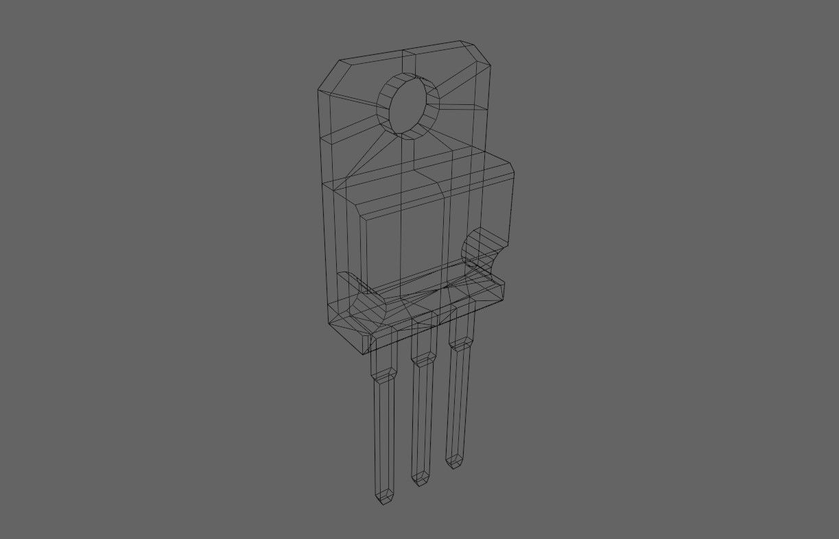 Transistor 7812 - Electronic parts Low-poly 3D model_4