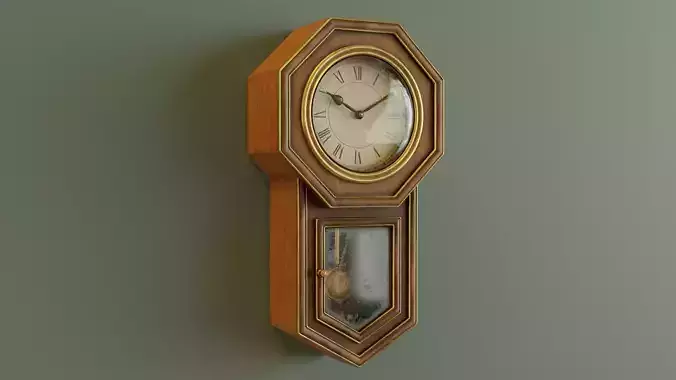 Old Wall Clock Low-poly 3D model