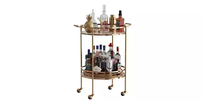 Mini Bar Beverage Table BLENDER 3D Model Cycles