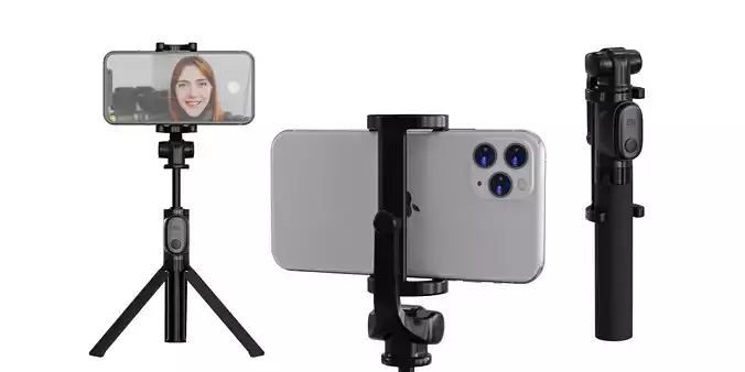 Monopod Xiaomi Tripod Black BLENDER 3D Model Cycles 3D model