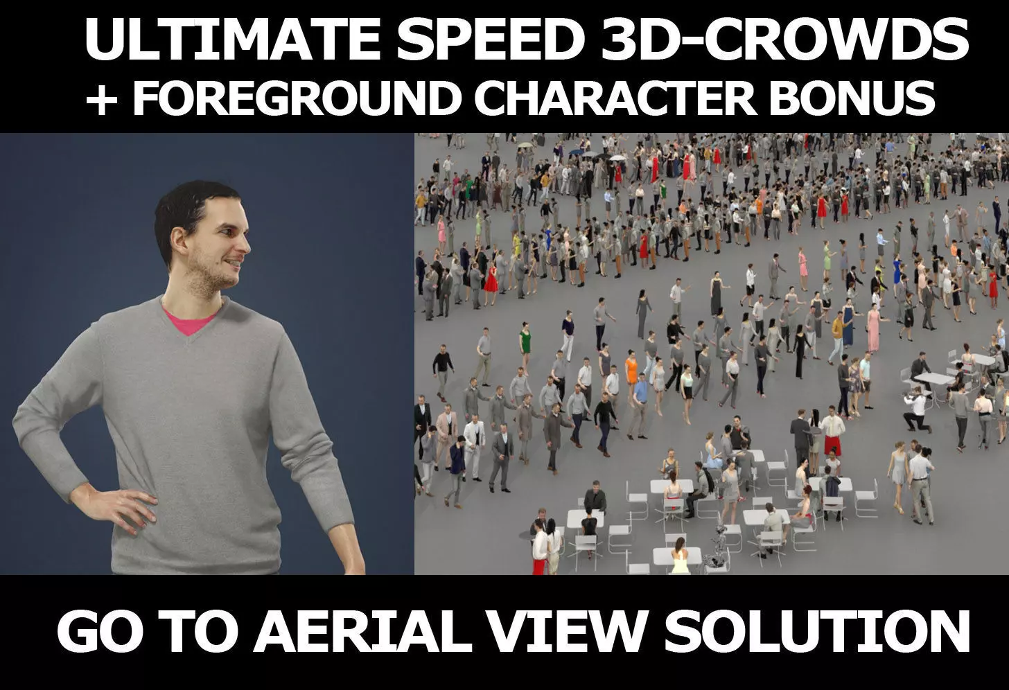 3d people crowds and a foreground casual walking man Jest 3D Model Collection_0