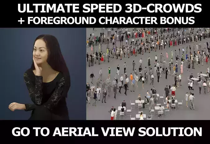 3d crowds and foreground Passion elegant sitting asian woman