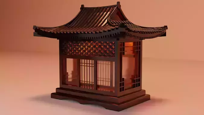 Carved Wood Lamp Japanese Building Architecture