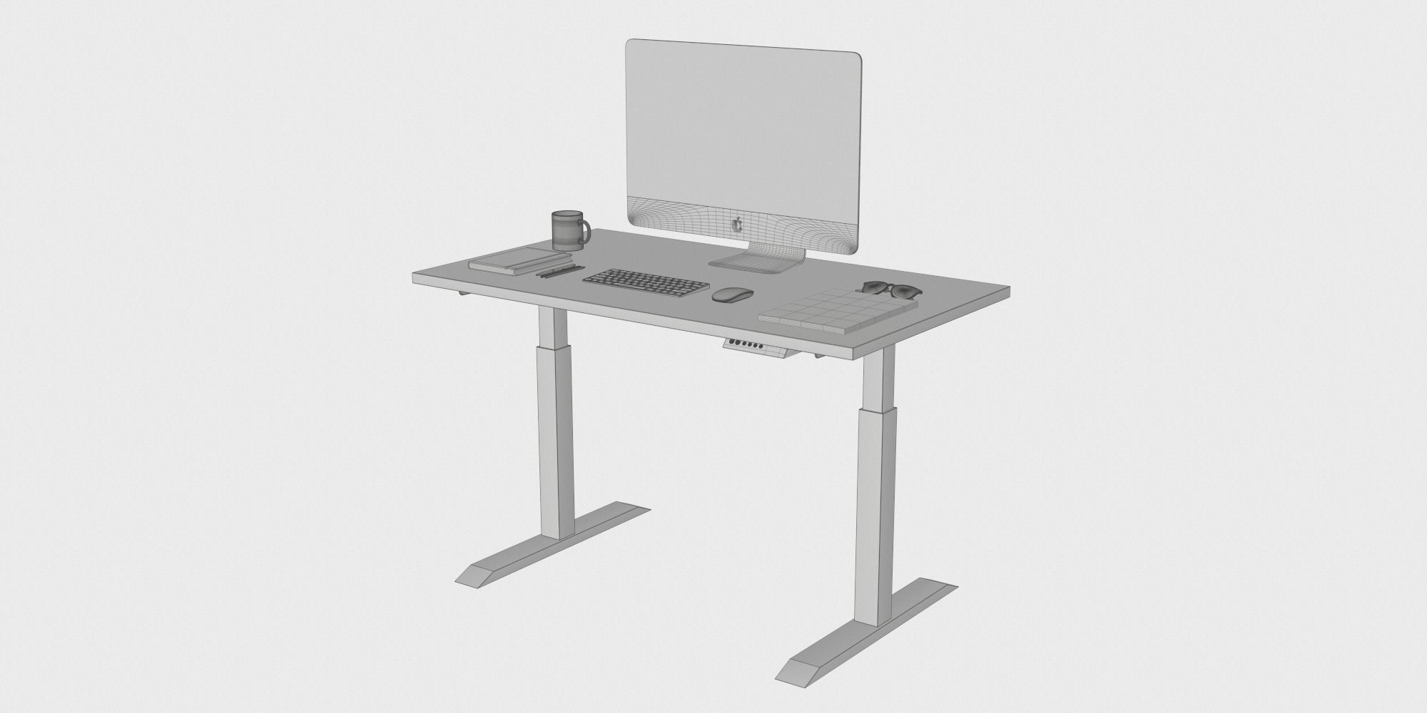 White Lift Desk BLENDER 3D Model Cycles 3D model_2