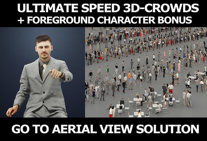3d people crowds and a foreground Posture business man driver 3D Model Collection