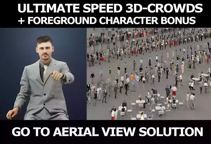 3d people crowds and a foreground Posture business man driver 3D Model Collection