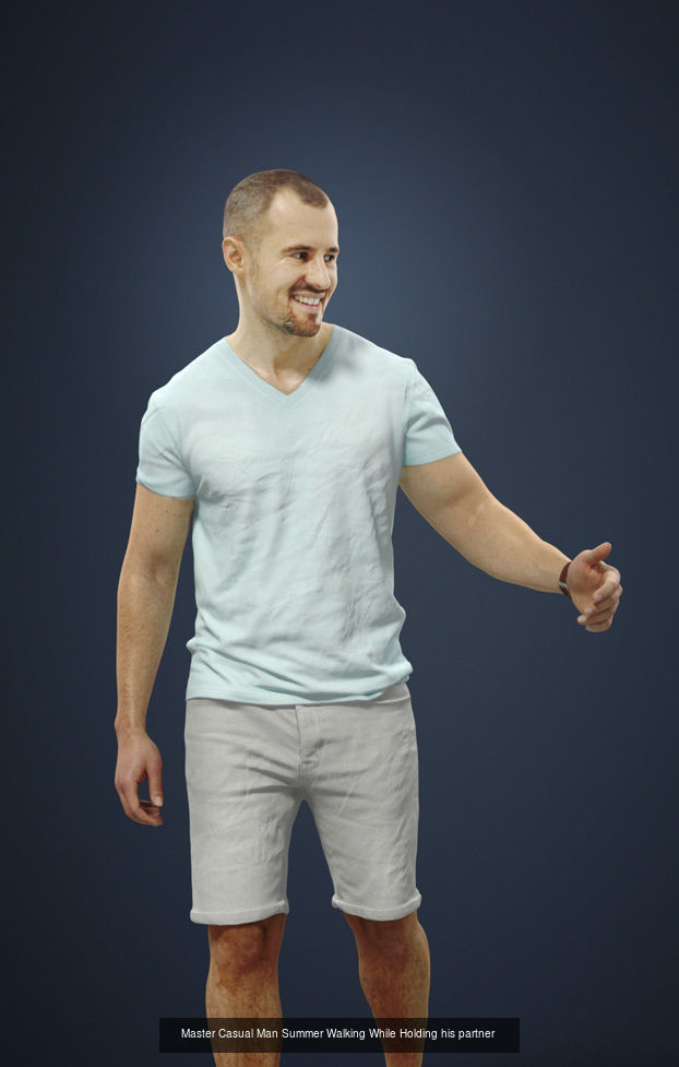 3d crowds and a foreground Master casual walking summer man 3D Model Collection_1