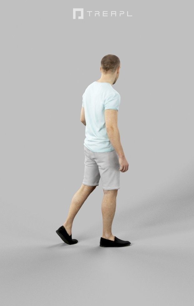 3d crowds and a foreground Master casual walking summer man 3D Model Collection_14