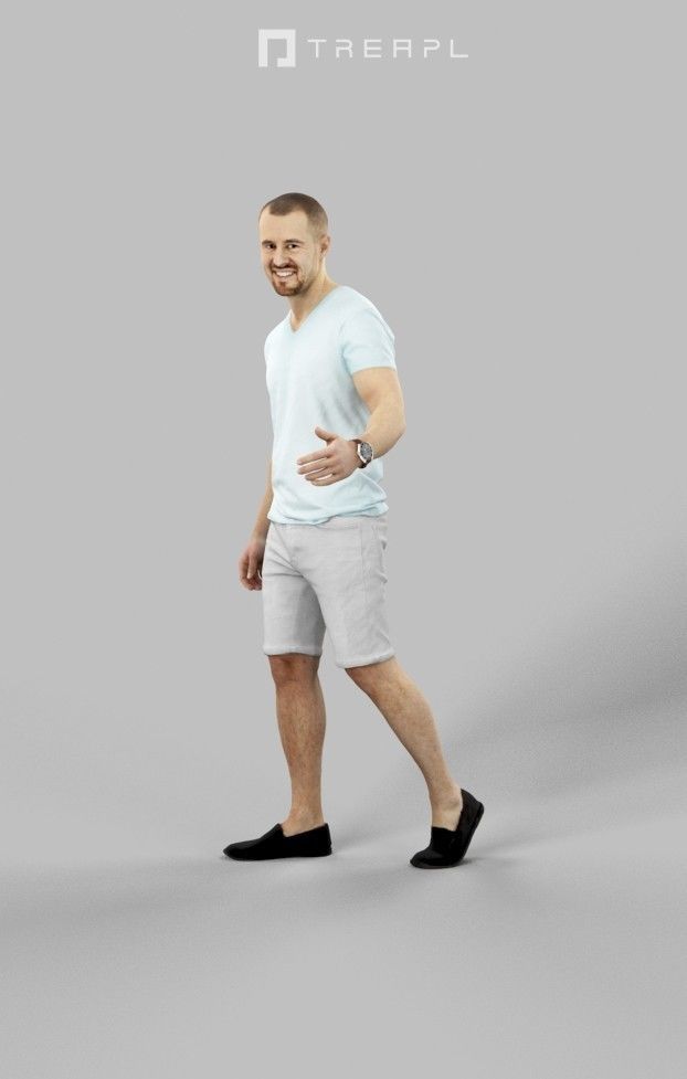 3d crowds and a foreground Master casual walking summer man 3D Model Collection_12