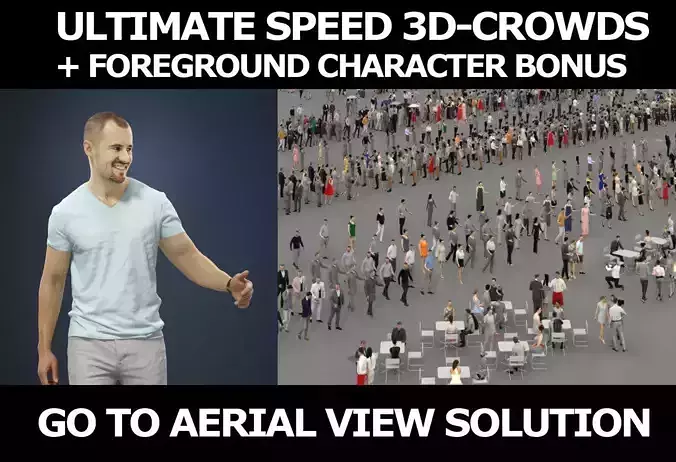 3d crowds and a foreground Master casual walking summer man 3D Model Collection