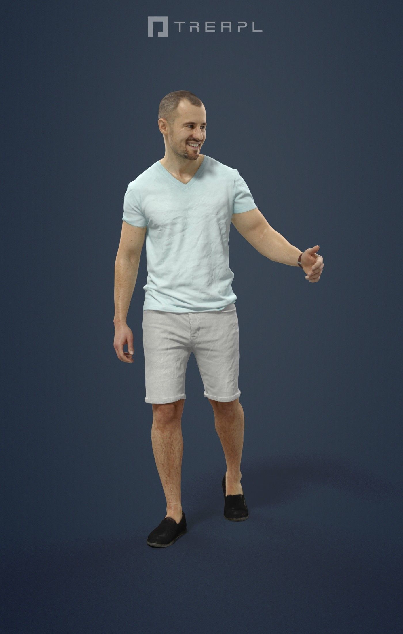 3d crowds and a foreground Master casual walking summer man 3D Model Collection_21