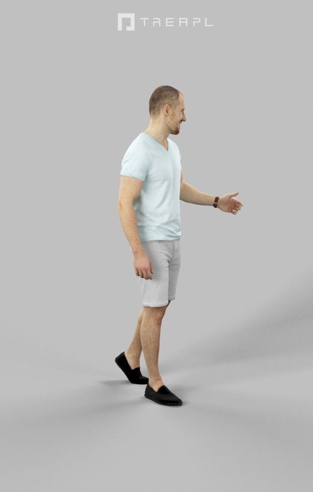 3d crowds and a foreground Master casual walking summer man 3D Model Collection_15