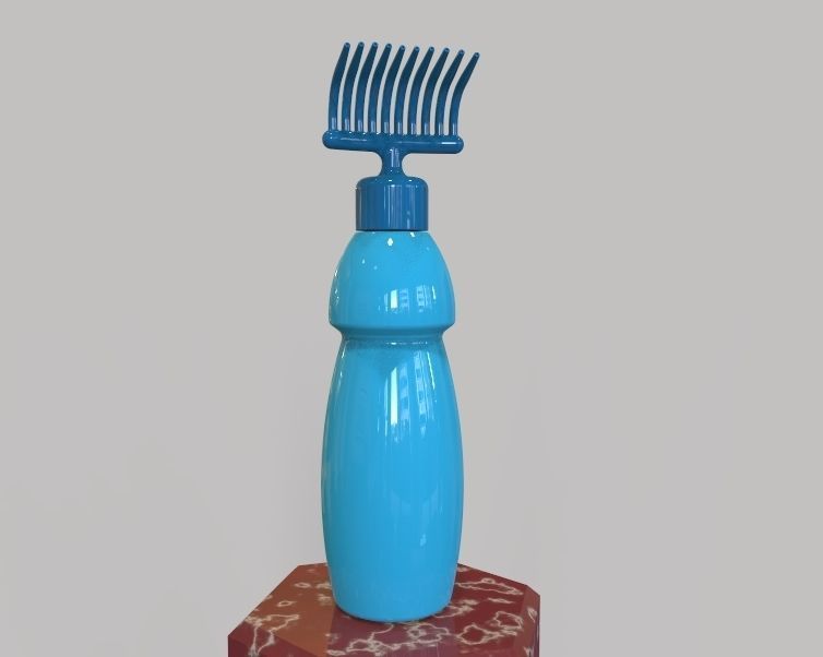 Hair Oil Bottle With Comb 3D print model_2