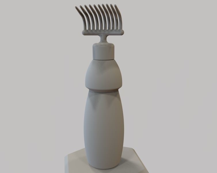 Hair Oil Bottle With Comb 3D print model_5