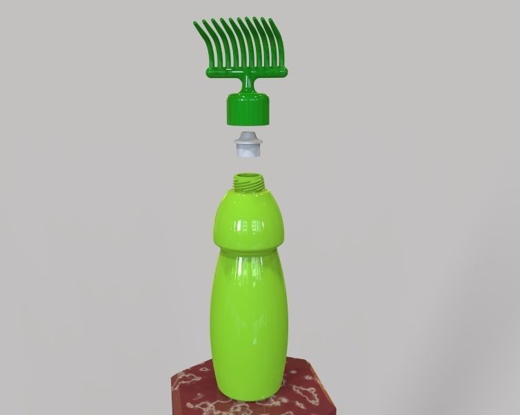 Hair Oil Bottle With Comb 3D print model_4
