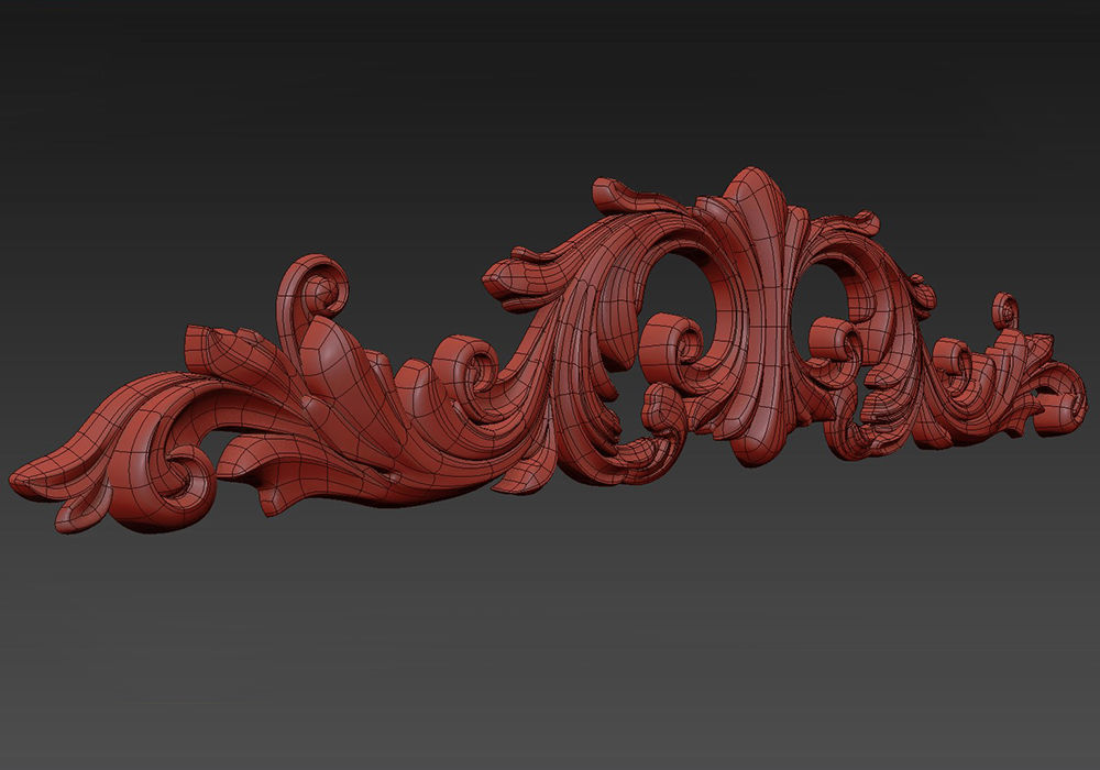 Carved decor horizontal 3D model_7