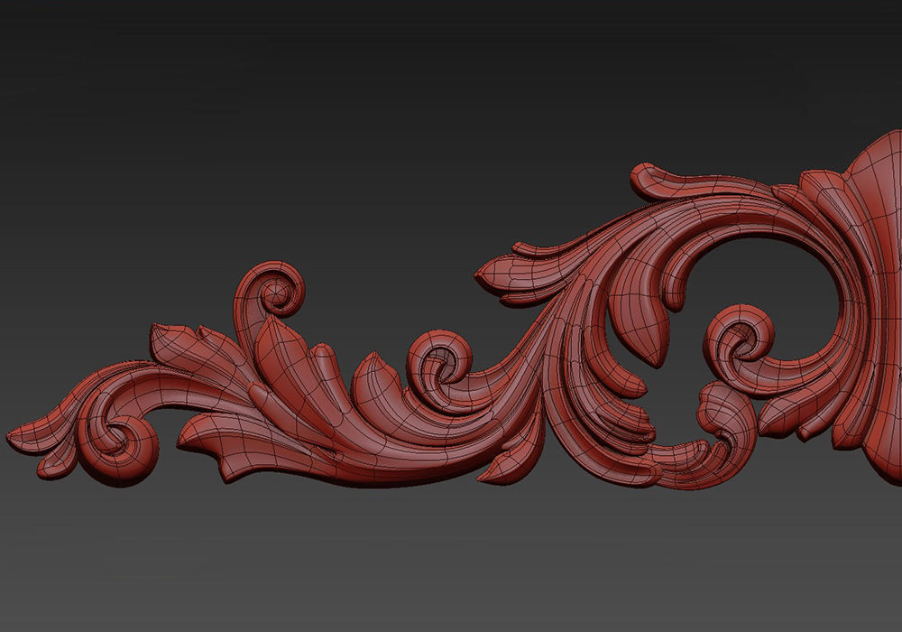Carved decor horizontal 3D model_9