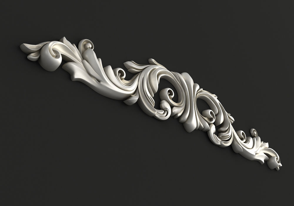 Carved decor horizontal 3D model_2