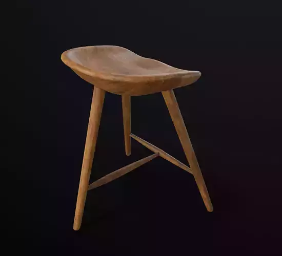 BUTACO DE MADERA MINIMALISTA Low-poly 3D model