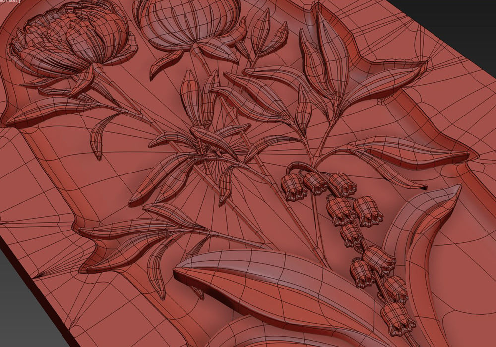 Carved decor Flowers 3D model_10