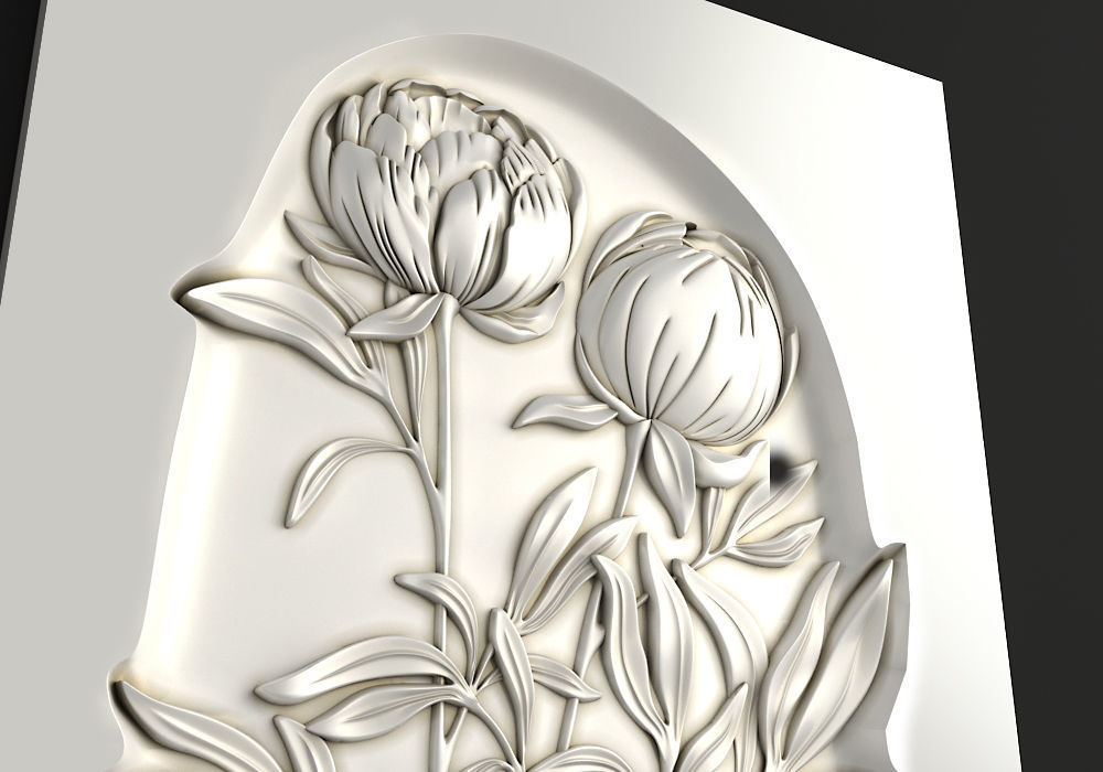 Carved decor Flowers 3D model_3