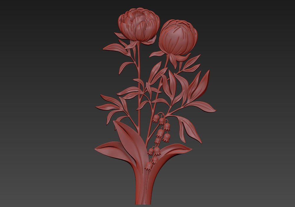 Carved decor Flowers 3D model_4
