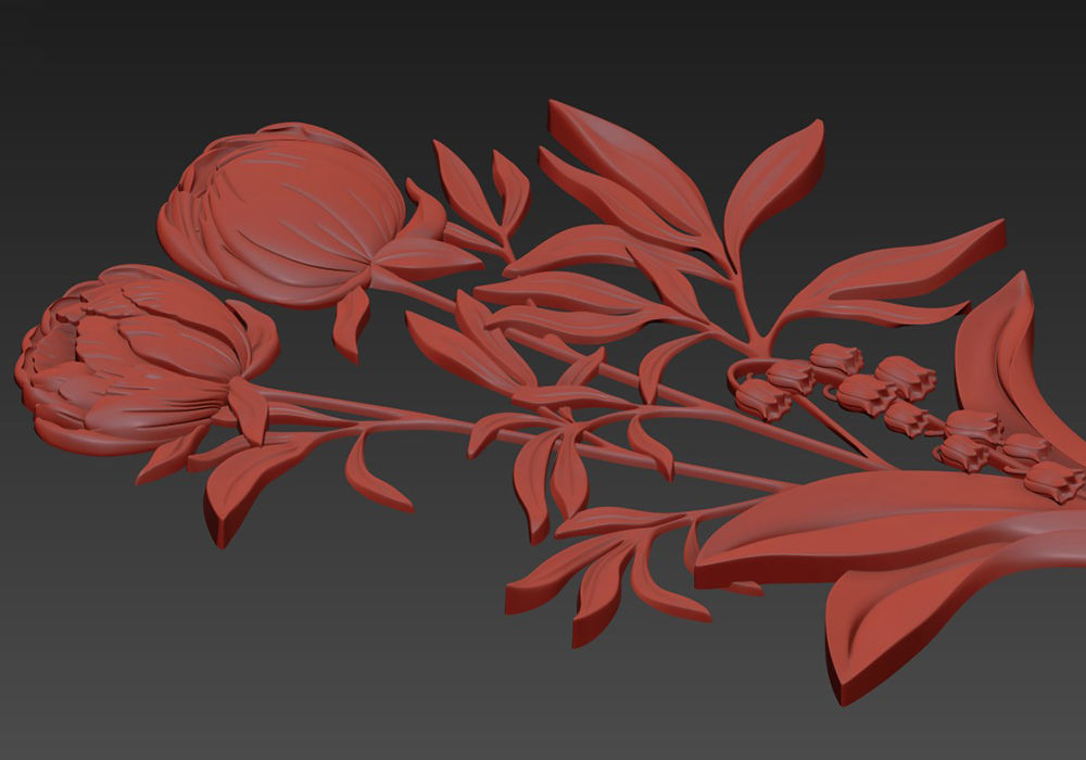 Carved decor Flowers 3D model_6