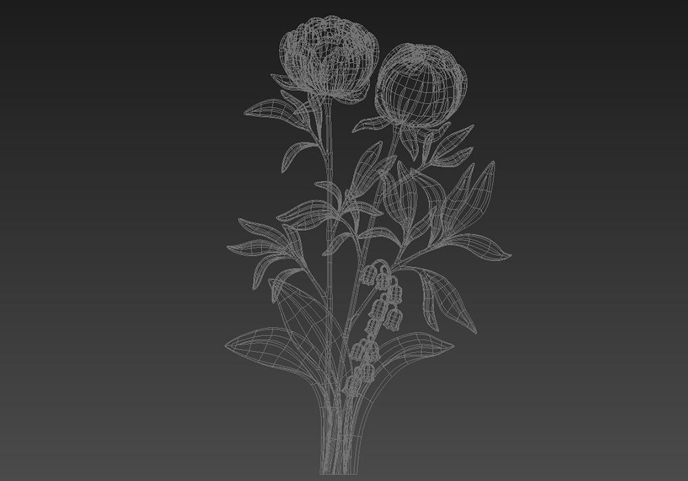 Carved decor Flowers 3D model_5