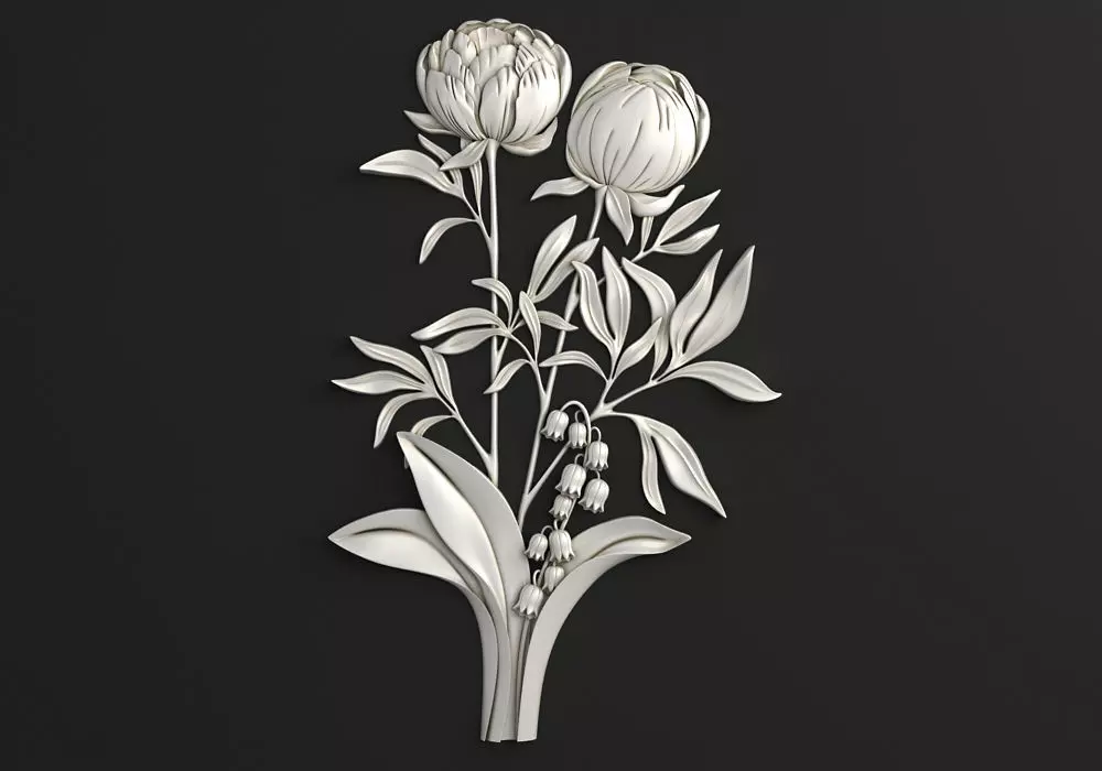 Carved decor Flowers 3D model_0