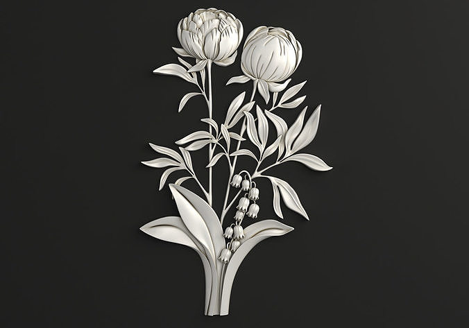 Carved decor Flowers 3D model
