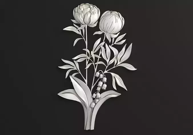 Carved decor Flowers 3D model