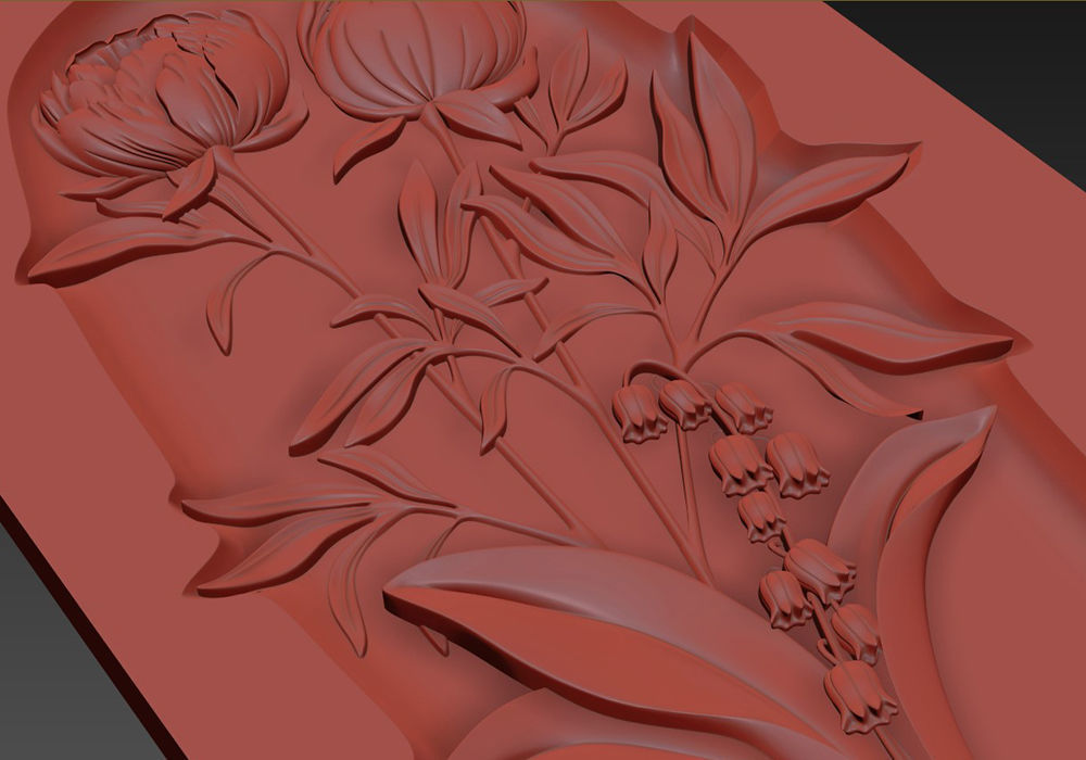 Carved decor Flowers 3D model_9