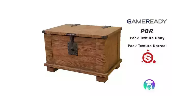 Wooden Chest Basic Low-poly 3D model