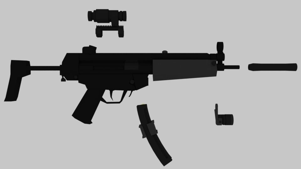 HK-MP5 gun with light 3D model_3
