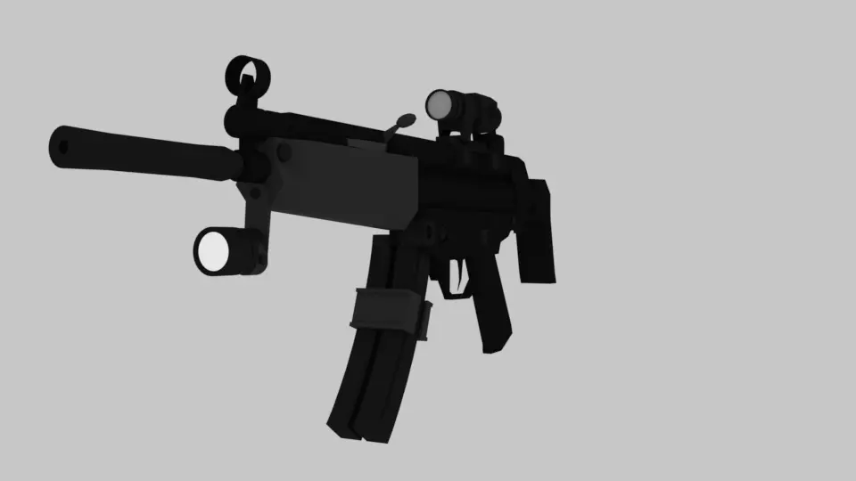 HK-MP5 gun with light 3D model_0
