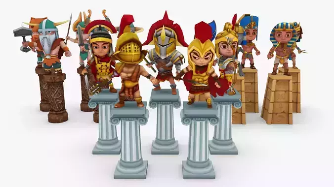 Warrior Pack Three Tribes Low-poly 3D model